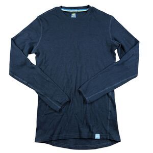 Meriwool Men's 250g Merino Wool Black Base Layer Long Sleeve Shirt Size Medium